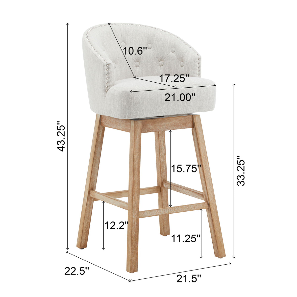 360 Degree Rotation Swivel Counter Stools (Set of 2)