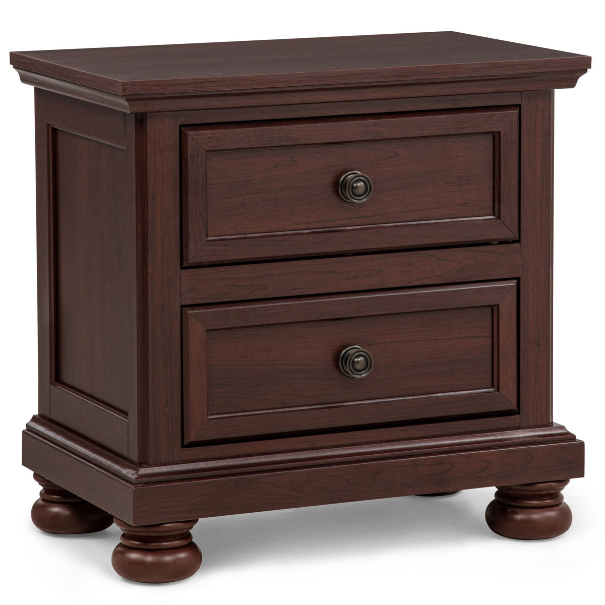 1 Piece Nightstand, 2 Drawer Storage Bedroom Furniture - Brown / Cherry