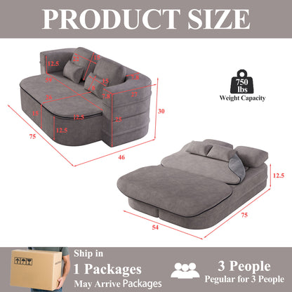 2 In 1 Foldable Sofa Bed With Multi Functional Blanket, Floor Lounge Sofa