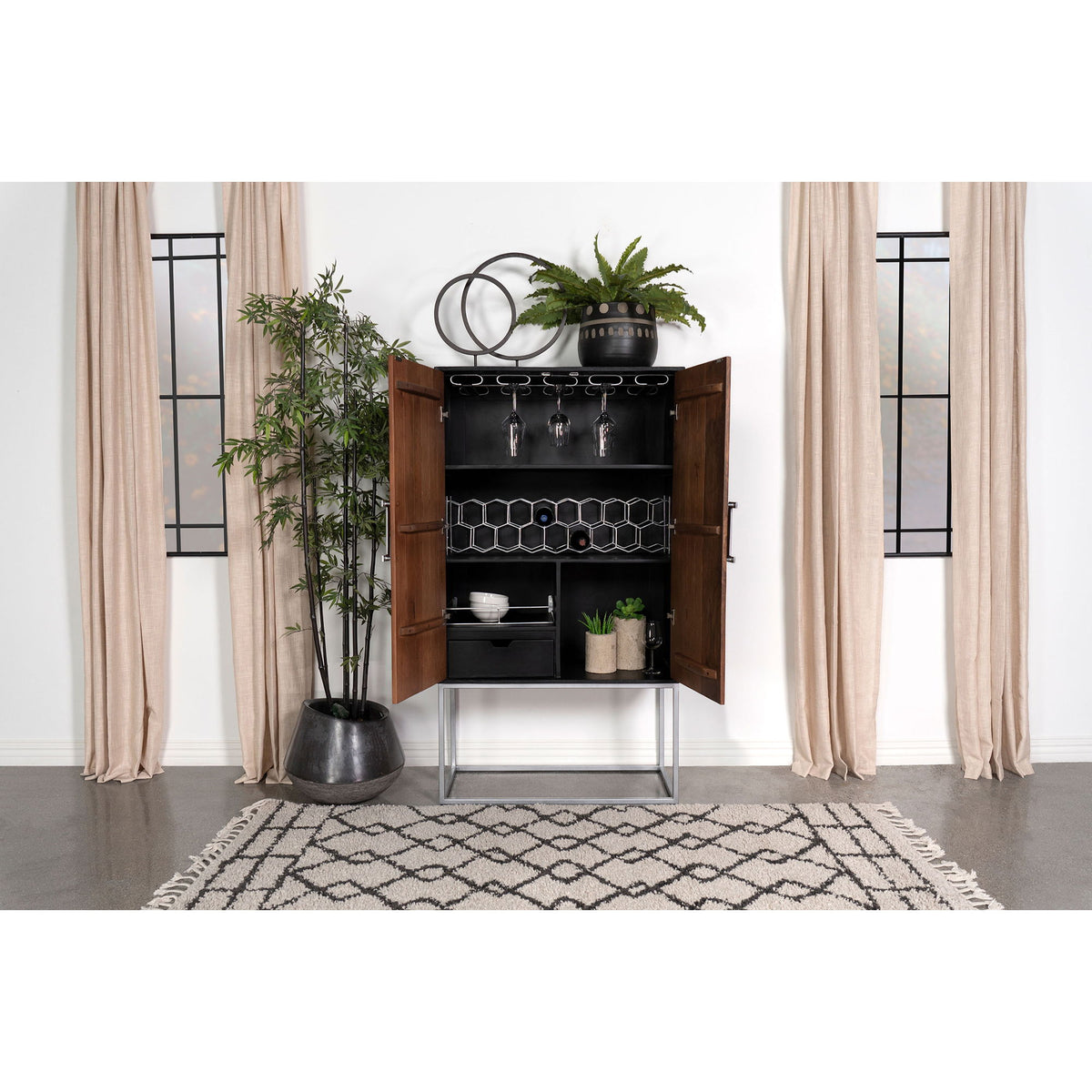 Washoe - 2 Door Bar Cabinet - Walnut
