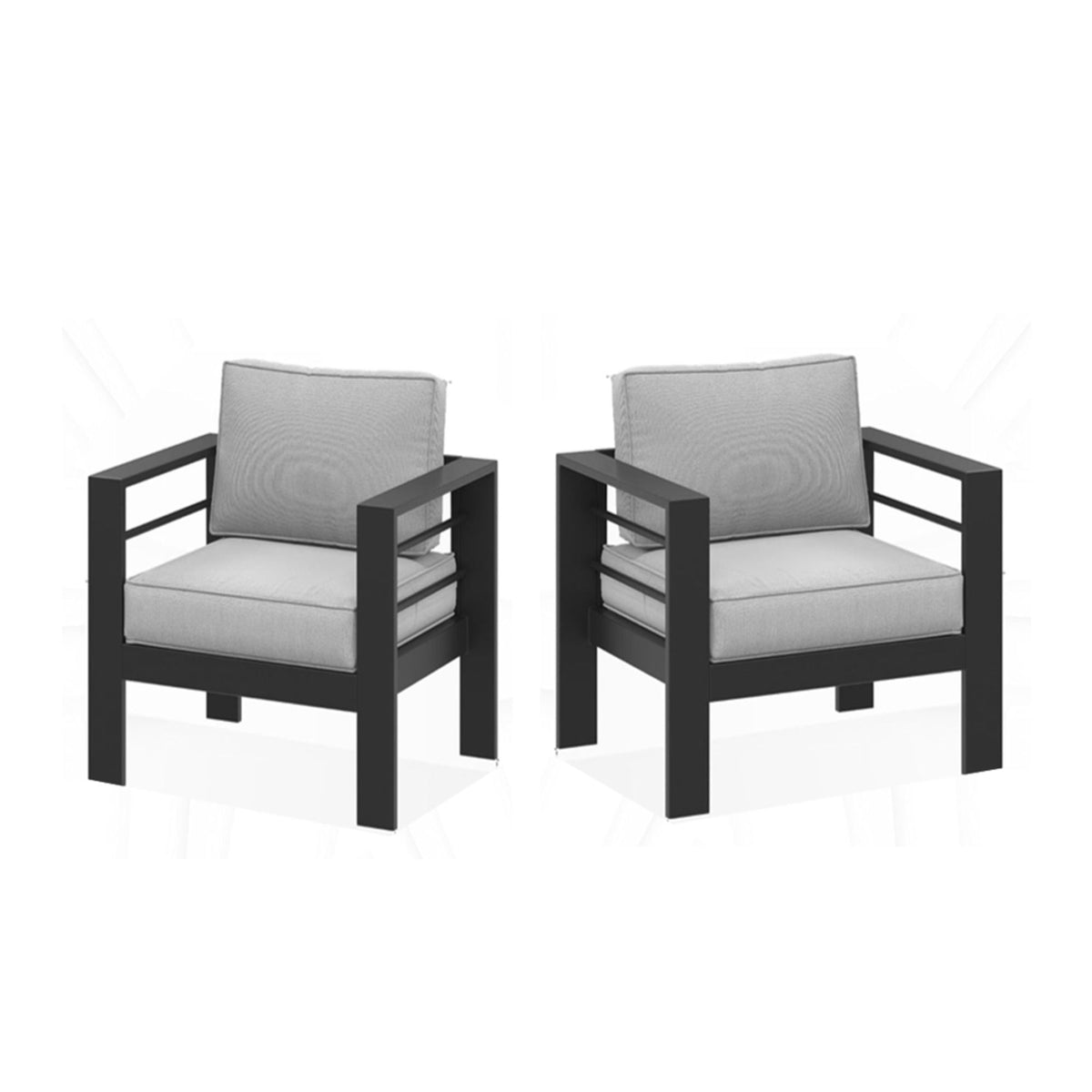 Modern All-Weather Patio Armchairs With Thick Cushions (Set of 2)