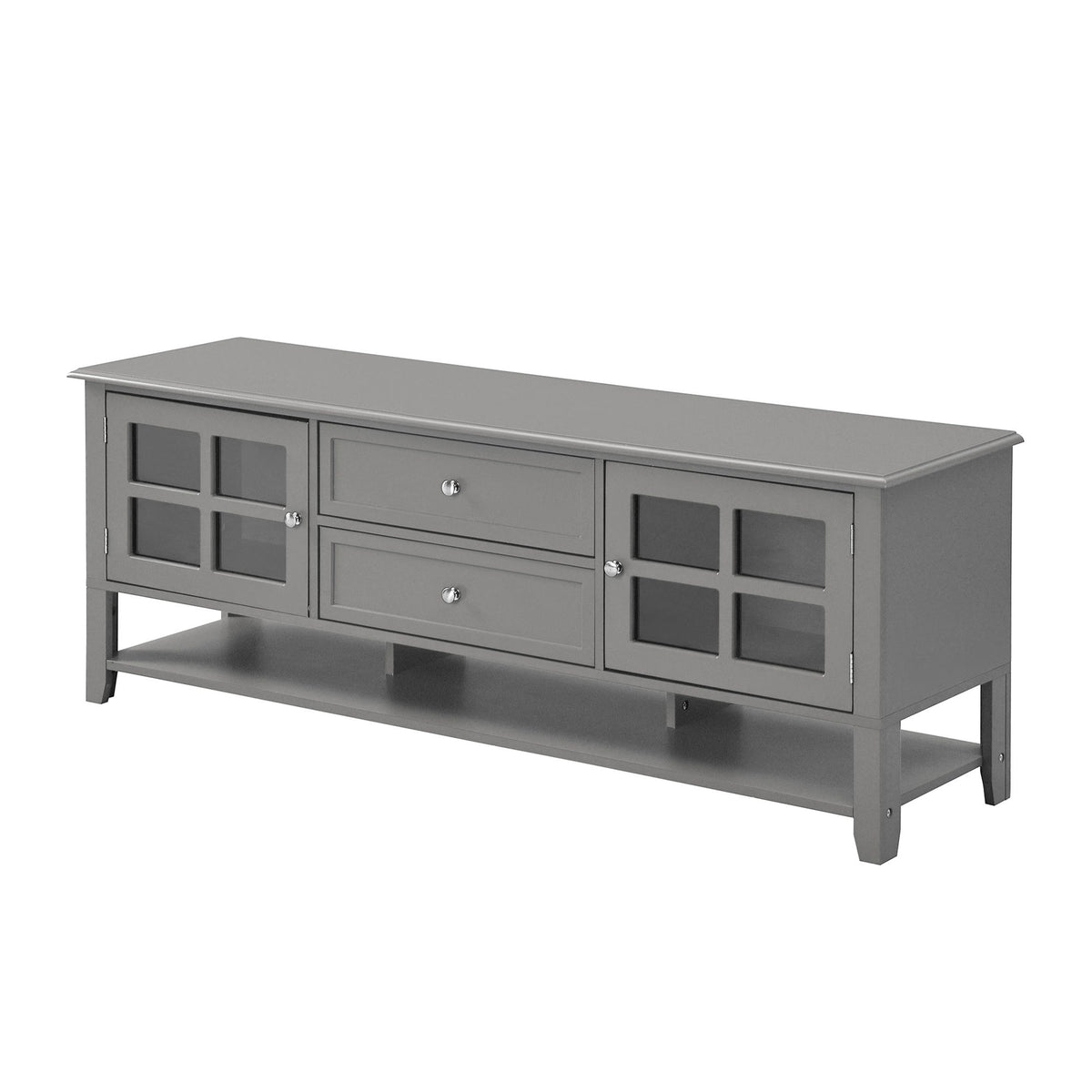 TV Stand, Entertainment Center With Dual Drawers And Hidden Storage, Cabinet With Soft Closing Doors And Sleek Panel Design