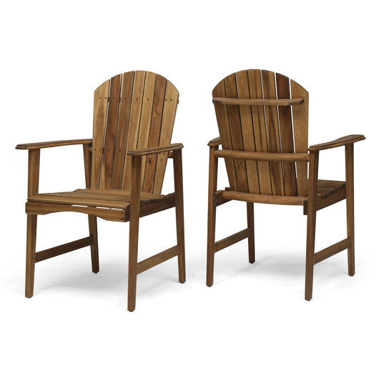 Outdoor Weather Resistant Acacia Wood Adirondack Dining Chairs (Set of 2)