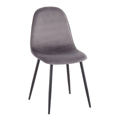 Pebble - Contemporary Chair (Set of 2) - Gray - Velvet
