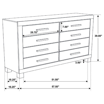 Bren - 8 Drawer Dresser With Pull Handles - Rustic
