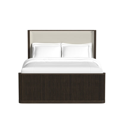 Sylvie - Queen Upholstered Headboard And Panel Footboard And Slats - Dark Brown