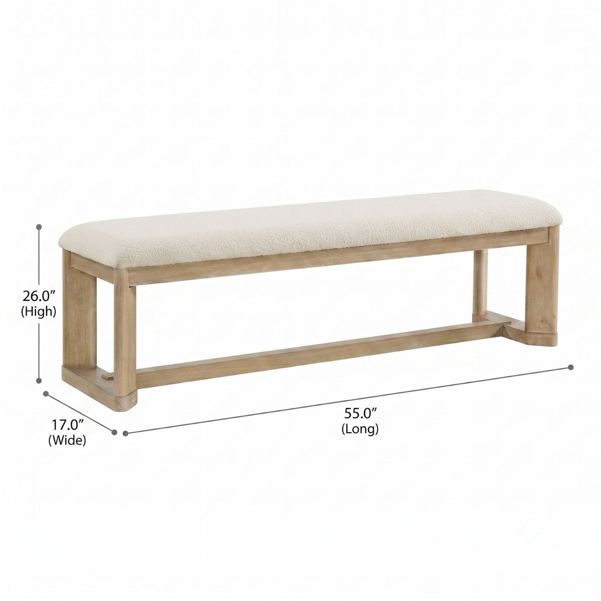 Upholstered Dining Bench - Brown - Wood