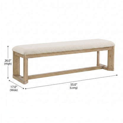 Upholstered Dining Bench - Brown - Wood