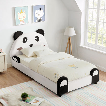 Twin Size Cute Panda Shaped Kids Bed - White / Black