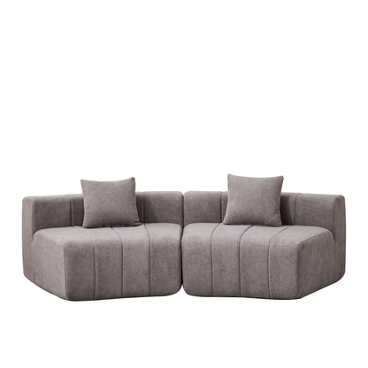 Curved Sectional Sofa With 2 Pillows For Living Room - Gray
