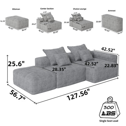 Modern Oversized Diy Combination, Modular Sectional Sofa With Pillows